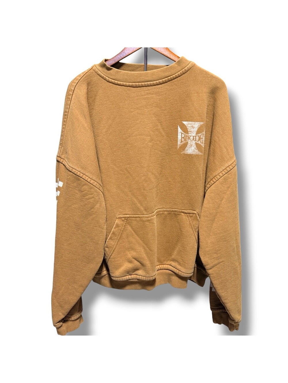Rhude Maltese Cross Checkered Oversized Heavyweight Sweatshirt Brown Men’s